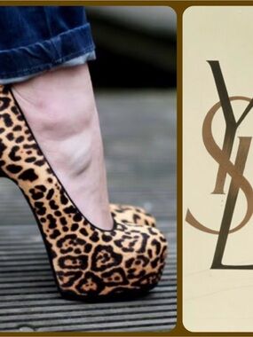YVES SAINT LAURENT Leopard Print Pony Hair Tribtoo Pumps SIZE 41.5 US 11.5